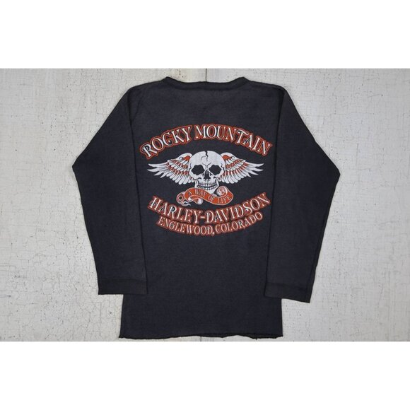 Vintage Harley-Davidson Rocky Mountain Colorado 1983 Long Sleeve Henley Shirt S